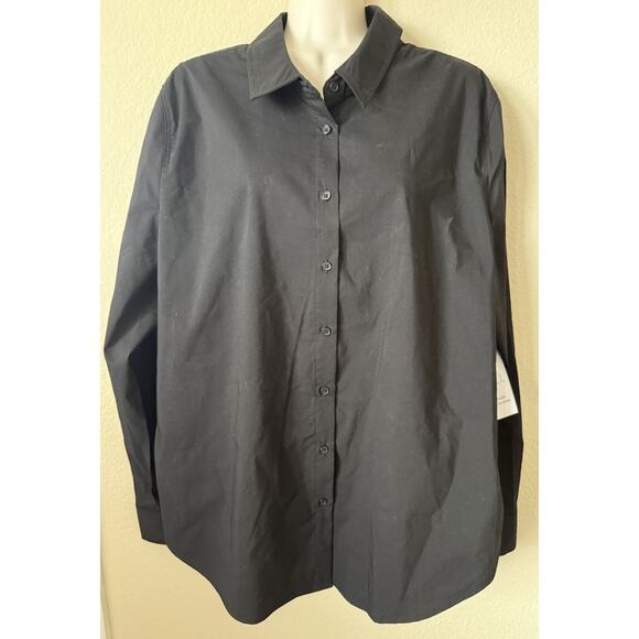Time and Tru Black Women's Button Down Collared Long Sleeves Shirt Size XL 16-18 - Picture 3 of 6